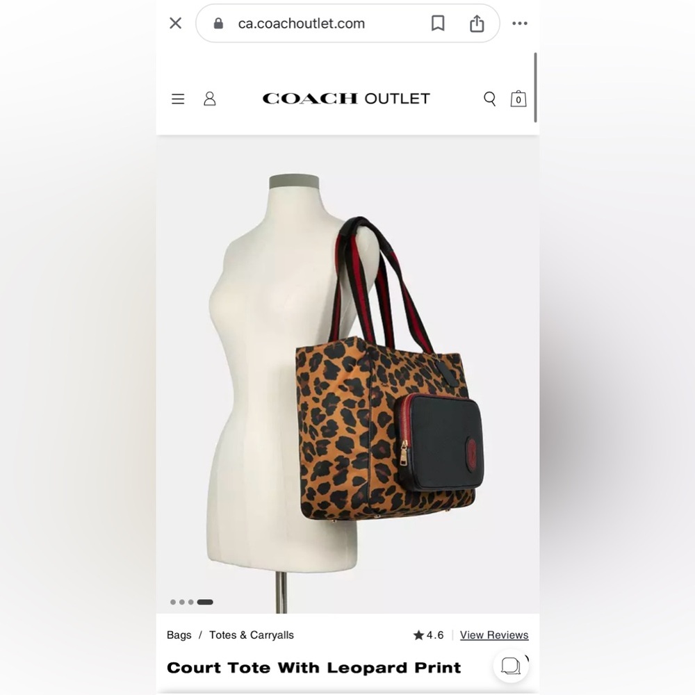 Coach Court Tote with Leopard Print